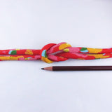Chirimen Fabric Cord - 1/3in Plump Peonies Red (Quantity) 1=1yard