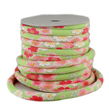 Chirimen Fabric Cord - 1/3in Spring Blossoms Yerrow-Green (Quantity) 1=1yard