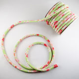 Chirimen Fabric Cord - 1/3in Spring Blossoms Yerrow-Green (Quantity) 1=1yard