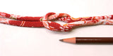 Chirimen Fabric Cord - 1/6in Four Seasons Flowers on Red (Quantity) 1=1yard