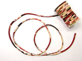 Chirimen Fabric Cord - 1/6in Japanese Garden on Adzuki Red (Quantity) 1=1yard