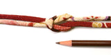 Chirimen Fabric Cord - 1/6in Japanese Garden on Adzuki Red (Quantity) 1=1yard