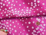 White Cherry Blossoms on Geometric Pattern - Magenta (Length) 1=0.25yard