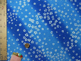 White Cherry Blossoms on Geometric Pattern - Blue (Length) 1=0.25yard