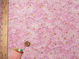 Swinging Small Cherry on Waves - Pink (Length) 1=0.25yard