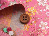 Nishijin-ori Brocade Colorful Cherry Blossoms on Bamboo Fence - Pink (Length) 1=0.25yard
