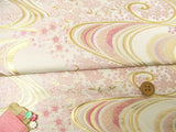 Nishijin-ori Brocade Bright Cherry on Water - White (Length) 1=0.25yard
