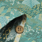 Nishijin-ori Brocade Patterned Waves on Peacock Green (Length) 1=0.25yard