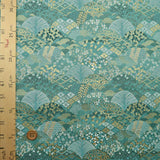 Nishijin-ori Brocade Patterned Waves on Peacock Green (Length) 1=0.25yard