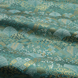 Nishijin-ori Brocade Patterned Waves on Peacock Green (Length) 1=0.25yard