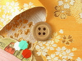 Nishijin-ori Brocade Flowing Silver Cherry Blossoms - Yamabuki Yellow (Length) 1=0.25yard