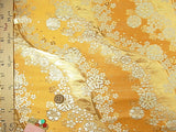Nishijin-ori Brocade Flowing Silver Cherry Blossoms - Yamabuki Yellow (Length) 1=0.25yard