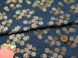 Nishijin-ori Brocade Small Chrysanthemums on Dark Blue (Length) 1=0.25yard