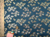 Nishijin-ori Brocade Small Chrysanthemums on Dark Blue (Length) 1=0.25yard