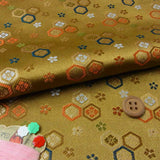 Nishijin-ori Brocade Floral Hexagon Pattern - Ocher (Length) 1=0.25yard
