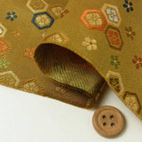 Nishijin-ori Brocade Floral Hexagon Pattern - Ocher (Length) 1=0.25yard