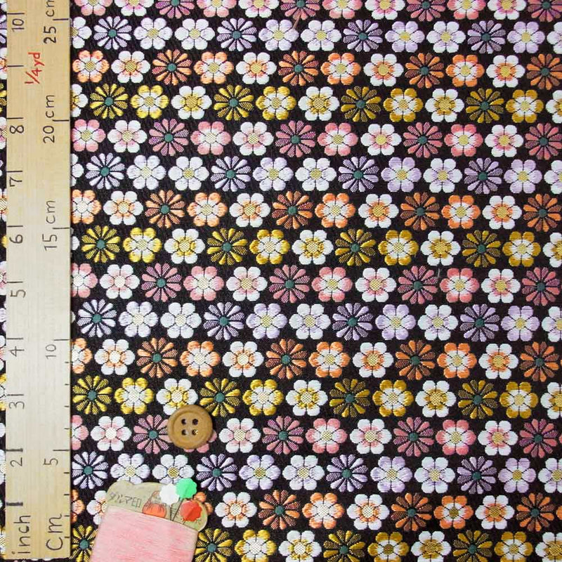 Nishijin-ori Brocade Flower Carpet - Black (Length) 1＝0.25yard