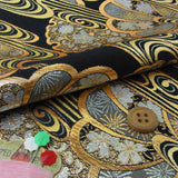Nishijin-ori Brocade Twisted Flowers and Golden Swirls - Black (Length) 1=0.25yard
