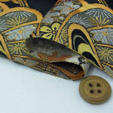 Nishijin-ori Brocade Twisted Flowers and Golden Swirls - Black (Length) 1=0.25yard
