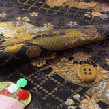 Nishijin-ori Brocade Japanese Fans with Sakura - Black/Gray (Length) 1=0.25yard