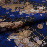 Nishijin-ori Brocade Japanese Fans with Sakura - Black/Blue (Length) 1=0.25yard