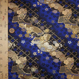 Nishijin-ori Brocade Japanese Fans with Sakura - Black/Blue (Length) 1=0.25yard