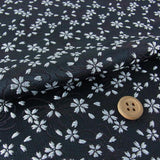Nishijin-ori Brocade Small Cherry Blossoms on Black (Length) 1=0.25yard