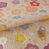 Nishijin-ori Brocade Soft Colored Ume Blossoms on Lines - Beige (Length) 1=0.25yard