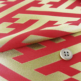 Nishijin-ori Brocade Dynamic Golden Sayagata Pattern - Red (Length) 1=0.25yard