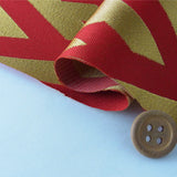 Nishijin-ori Brocade Dynamic Golden Sayagata Pattern - Red (Length) 1=0.25yard