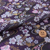 Nishijin-ori Brocade Cherry Blossoms & Butterflies on Streams - Black/Dark Purple (Length) 1=0.25yard