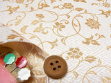 Nishijin-ori Brocade Arabesque Floral on Geometric Pattern - White (Length) 1=0.25yard