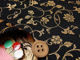 Nishijin-ori Brocade Arabesque Floral on Geometric Pattern - Black (Length) 1=0.25yard