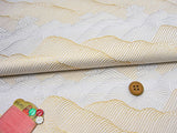 Nishijin-ori Brocade Gold & Silver Waves on White (Length) 1=0.25yard