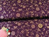 Nishijin-ori Brocade Arabesque Floral on Geometric Pattern - Purple (Length) 1=0.25yard