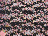 Nishijin-ori Brocade Japanese Cherry Blossoms - Pink on Black (Length) 1=0.25yard