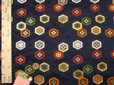 Nishijin-ori Brocade Concentric Hexagons - Navy (Length) 1=0.25yard