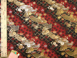 Nishijin-ori Brocade Japanese Fans with Sakura - Black/Red (Length) 1=0.25yard