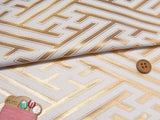 Nishijin-ori Brocade Superior Geometric Pattern - White/Gold (Length) 1=0.25yard