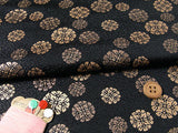 Nishijin-ori Brocade Flowery Crests on Black (Length) 1=0.25yard