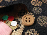 Nishijin-ori Brocade Flowery Crests on Black (Length) 1=0.25yard
