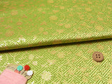 Nishijin-ori Brocade Arabesque Floral on Geometric Pattern - Yellow Green (Length) 1=0.25yard