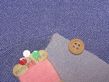 Pre-Cut Chirimen - Dotted Wavy Pattern - Navy
