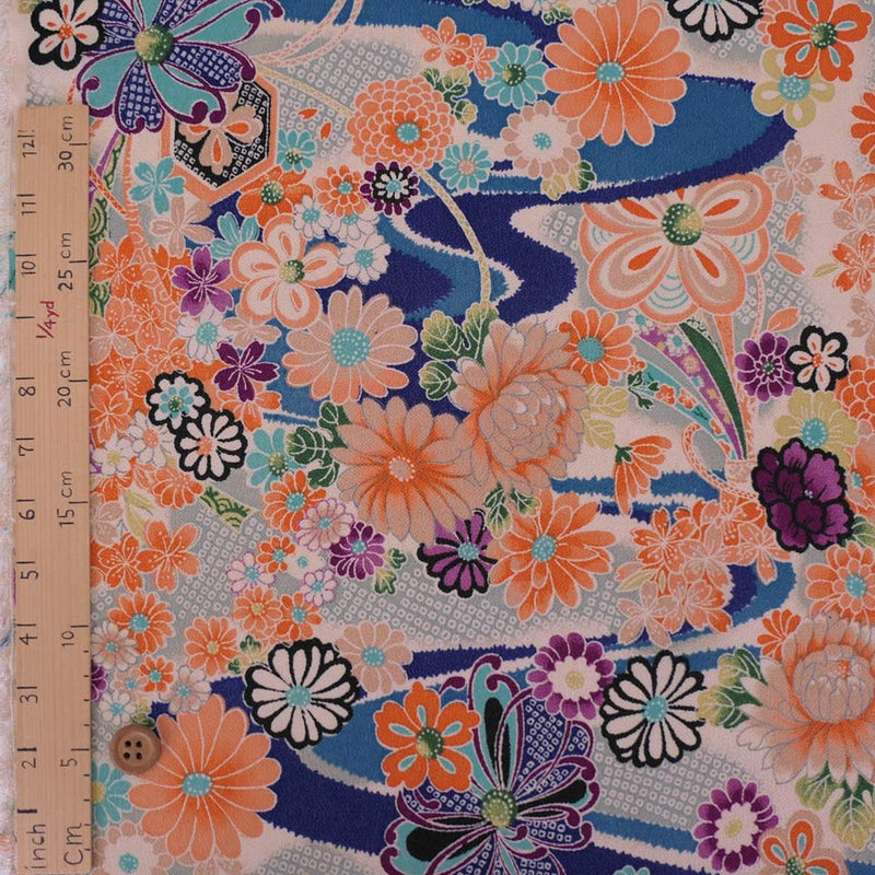Floral Noshi Bundles & Lucky Mallets - Blue (Length) 1＝0.25yard