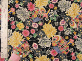 Japanese Magnificent Flowers on Black (Length) 1=0.25yard