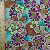 Chrysanthemum and Ume Blossoms on Blue (Length) 1=0.25yard
