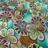 Chrysanthemum and Ume Blossoms on Blue (Length) 1=0.25yard