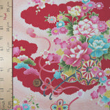 Floral Court Carriages & Balls - Red (Length) 1=0.25yard