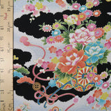Floral Court Carriages & Balls - Black (Length) 1=0.25yard