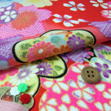 Elegant Ume and Cherry Blossoms on Red (Length) 1=0.25yard